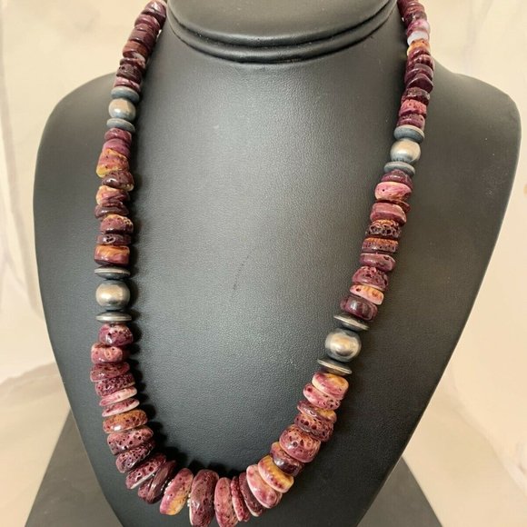 Navajo Jewelry - Navajo Pearls Spiny Oyster Necklace Pendant Ln 20